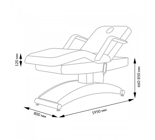 Косметологическая кушетка Аврора, светлый каркас, 3 мотора