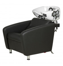 Парикмахерская мойка МД-123 раковина глубокая белая с цветами 