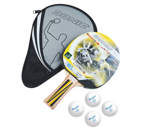 Набор для настольного тенниса Top Team 500, 1 ракетка, 4 мяча, чехол